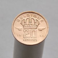 Бельгия 20 сантимов 1953 (Французская легенда BELGIQUE)