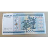 1000 рублей 2000 г  Беларусь серия ГМ  ( Защитная  полимерная лента старого образца, не  ныряющая ) отличное состояние