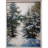С рубля без мц. картина "Зимнее настроение", 67х87см. м.ф.