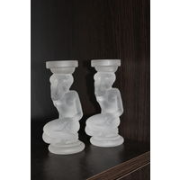 Стеклянные подсвечники "Ева", юная девушка, матовое стекло.