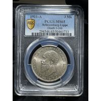 3 марки 1911 Шаумбург Липпе Германия PCGS MS65