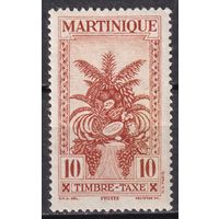 58.FrK. Франция. Колонии. Мартиника. Доплатные марки. Фрукты. 1943 г. 10C.  Mi.#23.