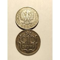 1 злотый 1929 г., без мц.
