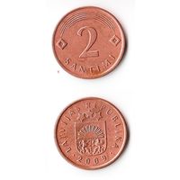 2 сантима Латвия  2009 год