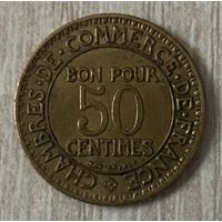 Монета 50 сантимов 1924 год. Франция. С рубля без МЦ.