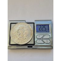 25 песо 1968 года. Мексика, Мексиканские Соединённые Штаты (1905 - 1969). Серебро 720. Монета не чищена. S45475.