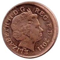 СОЕДИНЁННОЕ КОРОЛЕВСТВО ВЕЛИКОЙ БРИТАНИИ И СЕВЕРНОЙ ИРЛАНДИИ. 1  ПЕННИ 2011. БРАК. СМЕЩЕНИЕ