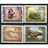 Британские колонии - Папуа Новая Гвинея - 1970г. - культура, корабли, карта - 4 марки - полная серия, чистые, без клея [Mi 171-174]. #3-WB-98-A-1