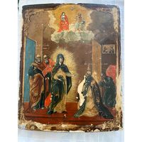 Икона старинная 29*36 [Явление Богоматери прп. Сергию Радонежскому]