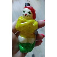 Ёлочная игрушка, стекло кот в сапогах