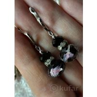 Серьги с фольгированным стеклом.