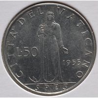Ватикан 50 лир 1955 г. В холдере