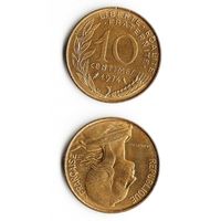 10 сантимов Франция 1974 год