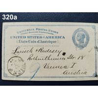 Почтовая карточка. США. Австрия. 1884г.