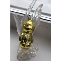 Стеклянная новогодняя игрушка советская "Медвежонок"