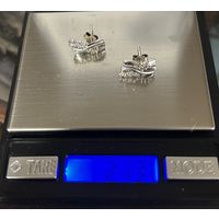 Серьги серебро фианиты пуссеты 925 зубр