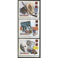 Канада. 75 лет  НХЛ. 1992г. Mi#1325-27. Серия.
