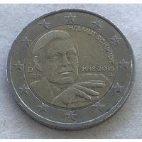 Германия 2 евро 2018 - 100 лет со дня рождения Гельмута Шмидта (G - Карлсруэ)