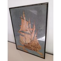 1978 г. Панно. Соломка, ценник, метал, стекло. Ленинград. Очень красивое