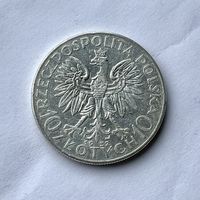 Монета СЕРЕБРО Польша 10 злотых 1932 год Ядвига (знак м.д ) ОТЛИЧНЫЕ