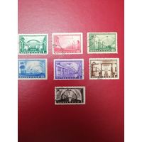 Марки СССР. Метрополитен 1950 г. 5 марок из 7 с наклейками.