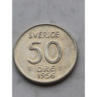 50 эре 1956 года Швеция. Серебро 400. Монета не чищена. 45222