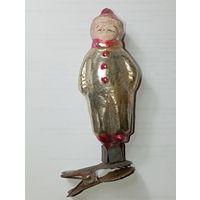 Игрушка на ёлку ,  Мальчик клоун , винтаж , стекло , СССР .