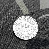 1/2франка(1963г.) Швейцария.Серебро.