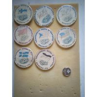Значки ЧМ по хоккею 1979 комплект из   8 шт