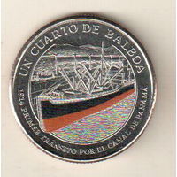 Панама 1/4 бальбоа 2016 100 лет строительству Панамского канала - корабль /оранжевый/