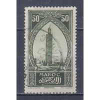 [199] Французские колонии. Марокко 1923. Культура.Архитектура.Минарет. Гашеная марка.