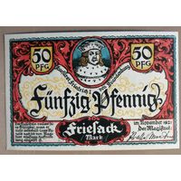 Германия, нотгельды, 50 пфеннигов 1921 год, Фризак (Friesack), РВ. вар. 2