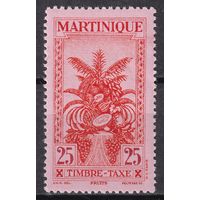 60.FrK. Франция. Колонии. Мартиника. Доплатные марки. Фрукты. 1943 г. 25C.  Mi.#25.