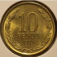 Чили 10 песо 1993 год