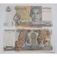 Камбоджа 2000 риелей 2022 года UNC