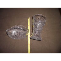 Хрустальная ваза и салатница времён СССР(большие)С рубля.