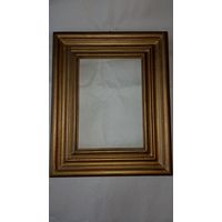 Рамка для картины, фото, рама из дерева широкая золотистая, деревянная рамка