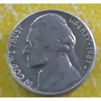 5 центов 1981 США МД Филадельфия