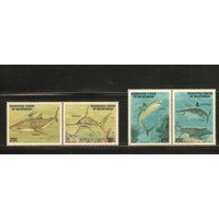 Микронезия-1989 (Мих.128-131) , ** , Морская фауна, Акулы (полная серия)
