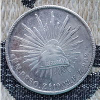 Мексика 8 реалов 1902 года. Серебро 902.7! Сторгуй за свою цену, предложи обмен! Y180