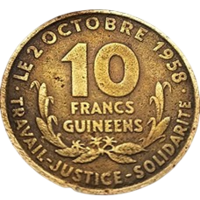 РЕСПУБЛИКА ГВИНЕЯ 10 ФРАНКОВ 1959. РЕДКОСТЬ