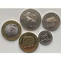 Конго 50, 100, 250, 500, 1000 франков 2020 г. 60 лет Независимости. Набор 5 монет
