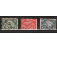 США-1924, (Скотт.614-616),  гаш. , Высадка гугенотов, Флот(полная серия)