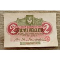 Werty71 Германия 2 марки 1918  банкнота Ноймюнстер