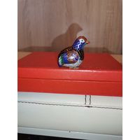 Металлическая птичка "Куропатка", выполненная в технике перегородчатой эмали, высота 4.5 см.