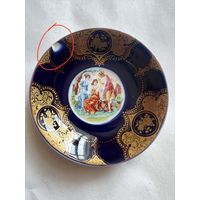 Винтаж! Фарфор. Чайное блюдце "Мадонна" 115 мм. (Миниатюрная тарелочка, cюжeт "Три грации" ) кобальт, золочение. АУКЦИОН не с рубля без МПЦ.