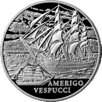 20 руб. Серебро, Беларусь. Америго Веспуччи (Amerigo Vespucci), серия Парусные корабли