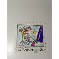 Австралия год 1988.  Промышленность / Производительность Австралии, изображенные в виде мультфильма.
