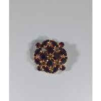 Брошь винтаж гранатовое стекло