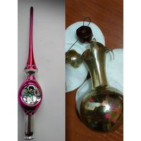 Две елочные игрушки - одна верхушка без дефектов, вторая бонусом в реставрацию